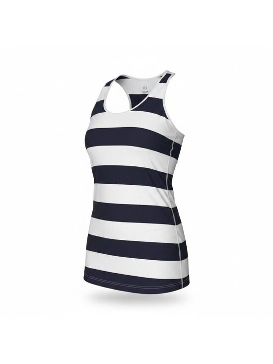 lululemon athletica Tops - Lululemon Cool Racerback Extra Long Navy White Striped Tank Women Size 4 W1A21S